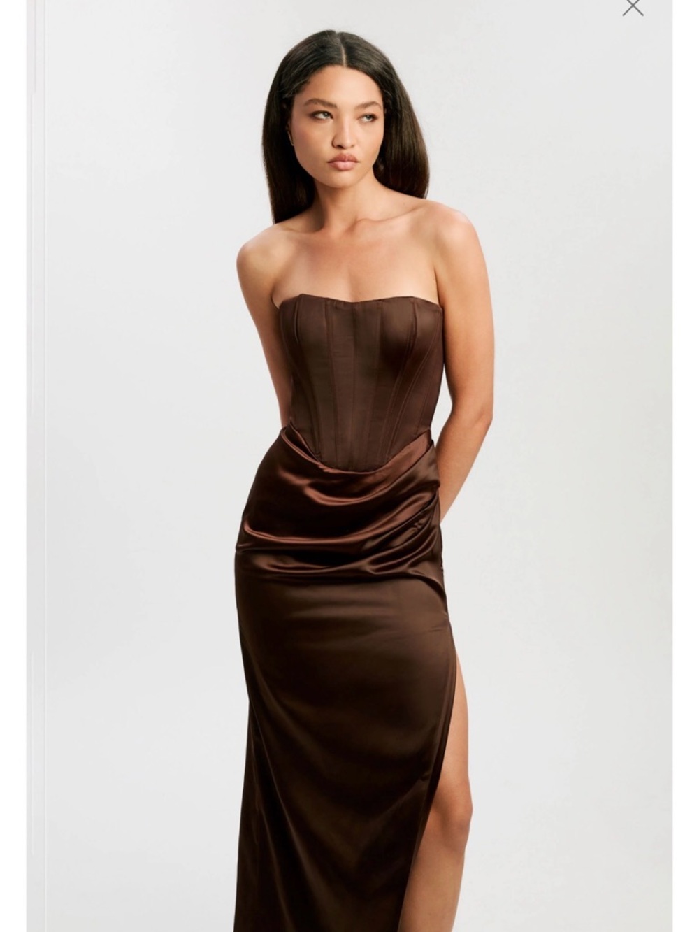 Bardot Chocolate Brown Satin Dress